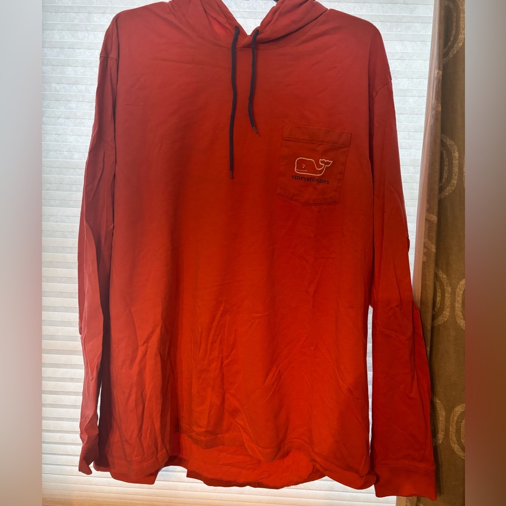 Vineyard Vines Coral Whale Pocket Hoodie Long Sleeve Shirt Mens Size XXL - Picture 2 of 8